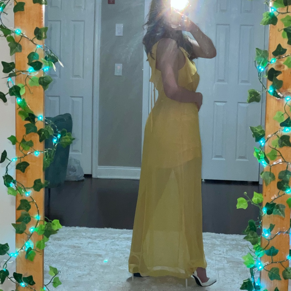 BCBG yellow dress with a slit